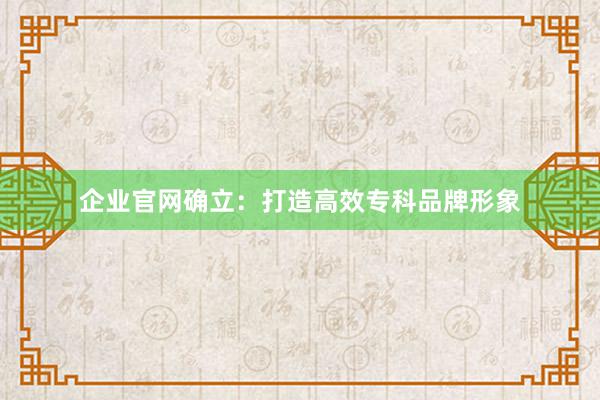 企业官网确立：打造高效专科品牌形象